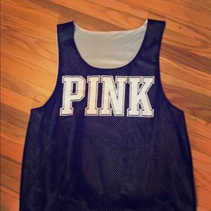 VICTORIA SECRET PINK * SPORTY JERSEY WARM UP TANK